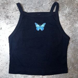 Butterfly Black crop top